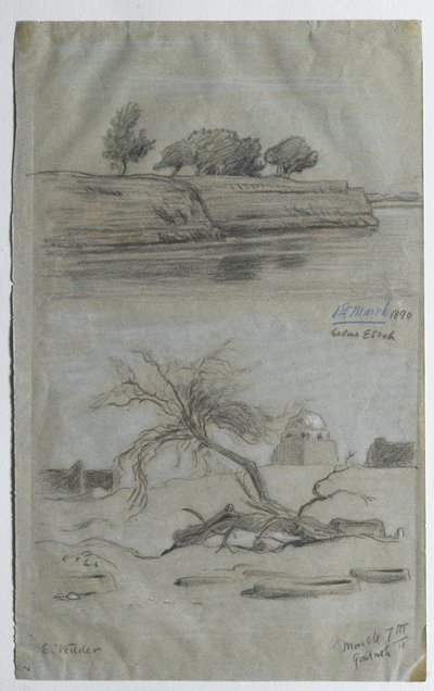 Nile, 1890 (farget blyant på papir) av Elihu Vedder
