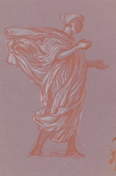 Stående figur, ca. 1872-77 (fargestift på lilla lagt papir) av Elihu Vedder