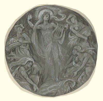 Studie for Center Circle of Huntington Ceiling: Apollo and Attendants av Elihu Vedder