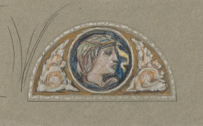 Studie for Lunette med kvinnelig hode av Elihu Vedder