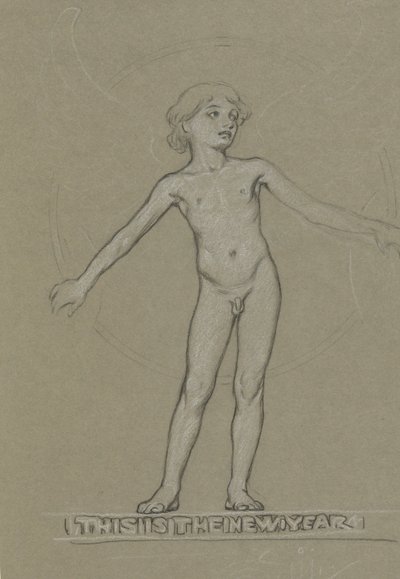 Studie for bevinget ungdom (det nye året) av Elihu Vedder