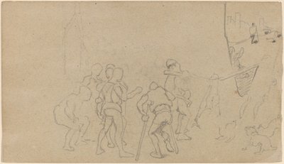 Landsbyscene, ca. 1859. av Elihu Vedder