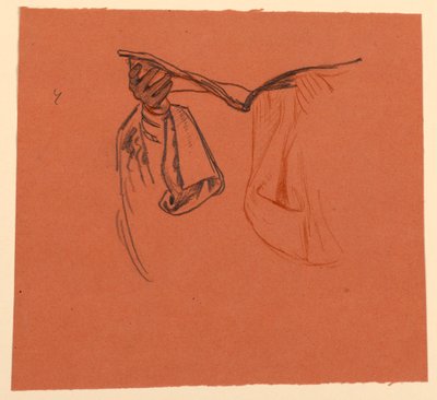 studie for hender som holder en åpen bok med draperi fra klær av Elihu Vedder