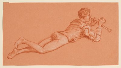 studie av en mannlig kostymefigur av Elihu Vedder