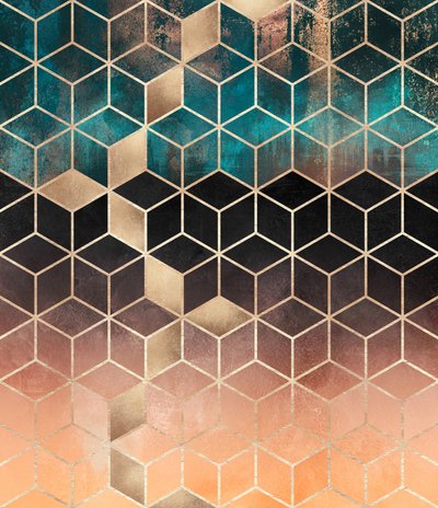 Geometrisk mønster i gull-ombre av Elisabeth Fredriksson
