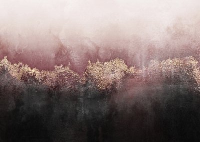 Tåkete skog i rosagull av Elisabeth Fredriksson