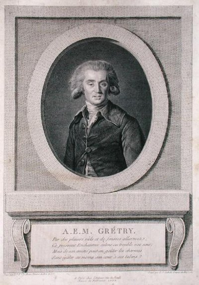 Andre Ernest Modeste Gretry (1741-1813) gravert av Louis Jacques Cathelin (1738-1804) 1786 (gravering) av Elisabeth Louise (after) Vigee Lebrun