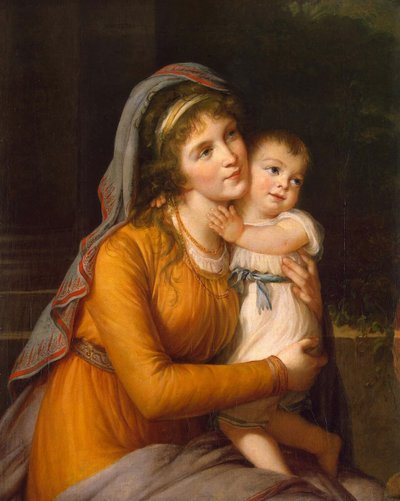 Portrett av baronesse Anna Sergeyevna Stroganova 1765-1824 med hennes sønn, ca. 1800 av Elisabeth Louise Vigee Lebrun