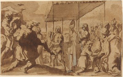 Helbredelsen av den besatte gutten i en prosesjon av Volto Santo av Elisabetta Sirani