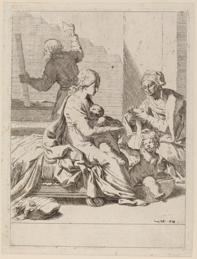 Den hellige familie med Saint Elizabeth og Saint John the Baptist av Elisabetta Sirani