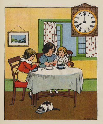 Frokost (farge litho) av Elise H. Stewart
