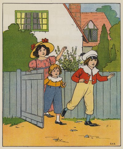 Lørdag, ferietid (farge litho) av Elise H. Stewart
