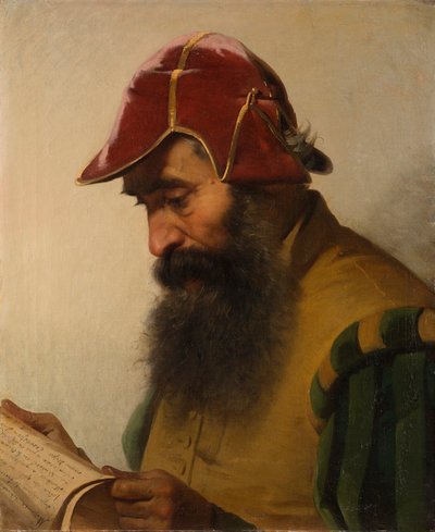 Benvenuto Cellini leser manuskriptet sitt. av Eliseo Sala