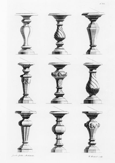 Piedestals, fra A Book of Architecture, av James Gibbs (1682-1754), utgitt 1739 (se også 171988) av Elisha Kirkall