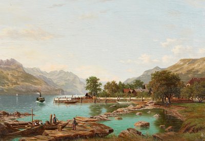 Landskap med fjell ved Lago Maggiore (olje på lerret) av Eliza Agnetus Emilius Nijhoff