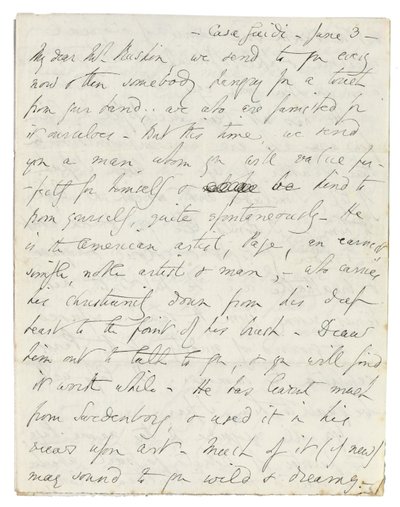 Autografbrev til John Ruskin, Casa Giudi, Firenze, 3. juni 1859 av Elizabeth Browning