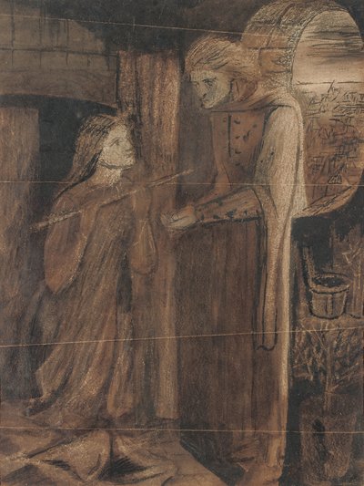 Kontorist Saunders (akvarell med gummi arabicum og skraping ut, på papir) av Elizabeth Eleanor Siddal