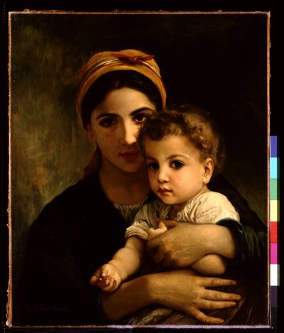 Ung jente med barn (olje på lerret) av Elizabeth Jane Gardner Bouguereau
