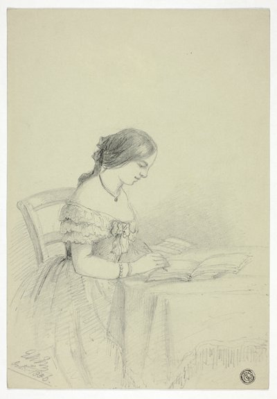Kvinneakvarell (muligens et selvportrett) av Elizabeth Murray