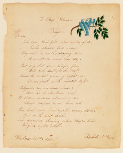 Til Miss Wheaton, Religion, 1830. av Elizabeth W. Capron