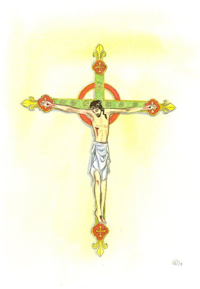 A Crucifix, 2001 (w/c på papir) av Elizabeth Wang