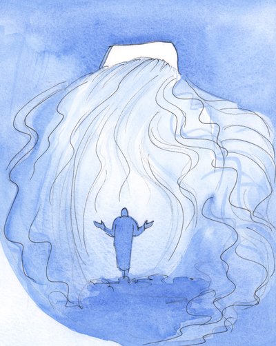 En sjel kan hilse Kristus, i Nattverden, ved å si: "Kast ditt lys innover, og gå inn (med din utgytelse av nåde)", 2001 (w/c på papir) av Elizabeth Wang