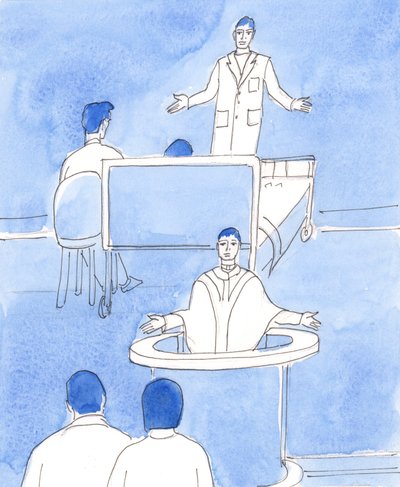 En kirurg som gir en alvorlig diagnose har noen ganger lite håp om en kur, 2003 (w/c på papiret) av Elizabeth Wang