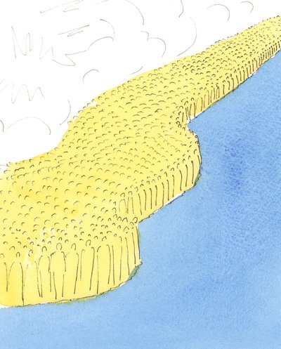 Blant de mange menneskene i himmelen er foreldre som ville ha likt å motta kjærlighet og takk fra barna sine i jordelivet, 2004 (w/c på papir) av Elizabeth Wang