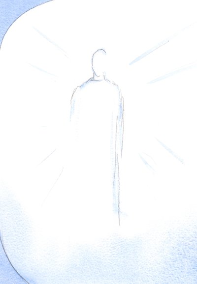 Mens jeg priste Gud, på festen for den ulastelige unnfangelsen, så jeg den oppstandne Kristus strålende og gledelig, sønnen til den ulastelige mor, 2002 (w/c på papir) av Elizabeth Wang