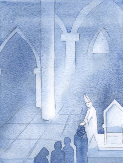 Ved min katolske konfirmasjon tok jeg navnet "Mary", til ære for Guds mor, 2000 (w/c på papir) av Elizabeth Wang