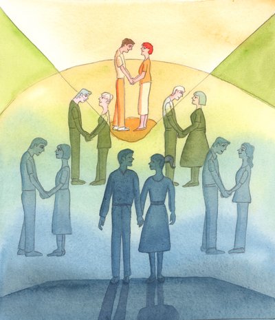 I sin natur er kjærlighet fruktbar og sjenerøs; og derfor inviterer Herren alle gifte mennesker til å forstå at Kirkens moralske læresetninger er sanne, 2004 (w/c på papir) av Elizabeth Wang