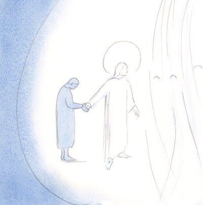 Ved mitt samtykke til ham, gjorde Kristus mitt hjerte og sjel til sitt eget domene, 2000 (w/c på papir) av Elizabeth Wang