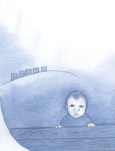 Kristus, som en baby, sann Gud og sann mann, var underlagt andre og ventet på kjærlighet og varme, 2000 (w/c på papir) av Elizabeth Wang