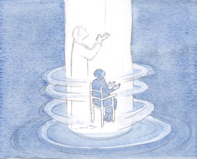 Kristus gjør sitt arbeid i sjelen, mens jeg sitter i uvitende lovprisning?, 2000 (w/c på papir) av Elizabeth Wang