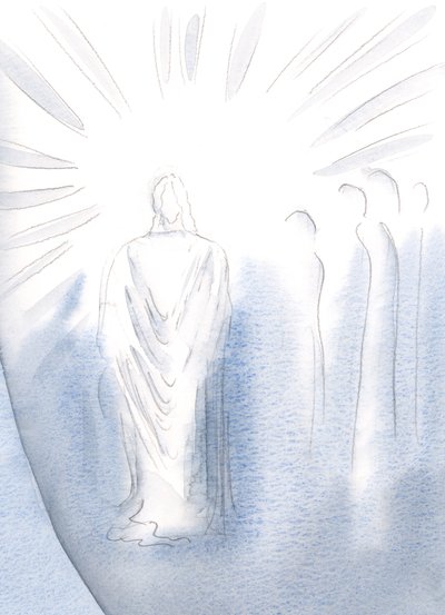 Kristus er gjemt bak to slør, 2000 (w/c på papir) av Elizabeth Wang