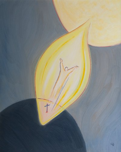 Kristus er den eneste veien til himmelen, en vei laget gjennom hans død, oppstandelse og himmelfart, 2002 (olje om bord) av Elizabeth Wang