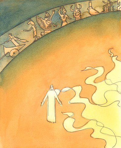 Kristus er virkelig Gud og menneske, 2003 (w/c på papir) av Elizabeth Wang