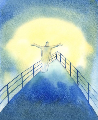 Kristus er med sin kirke, under messeofferet, og ber på våre vegne, 2002 (w/c på papir) av Elizabeth Wang
