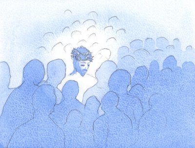 Kristus elsker å komme til kjærlige hjerter, i den hellige nattverd. Bitre og harme hjerter får ham til å føle som han følte i sin hellige lidenskap, 2002 (w/c på papir) av Elizabeth Wang