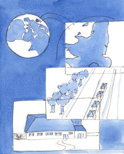Kristus vår Gud kan se hele jorden, alt på en gang, og alle på den, 2004 (w/c på papir) av Elizabeth Wang