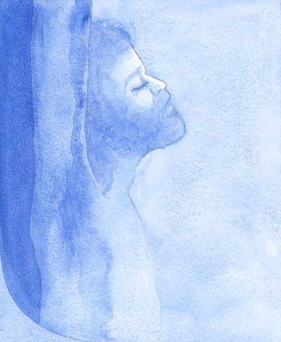 Kristus ble hånet på korset og ble grusomt avslørt for våre synder. Hver ydmykelse vi aksepterer, av kjærlighet, beroliger hans hjerte i hans lidenskap!, 2001 (w/c på papir) av Elizabeth Wang