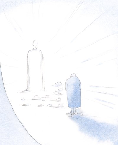 Kristus ønsker å se nedlagt for ham enhver feil eller bekymring eller frykt som hindrer sjelen i å se hans vilje., 2001 (w/c på papir) av Elizabeth Wang