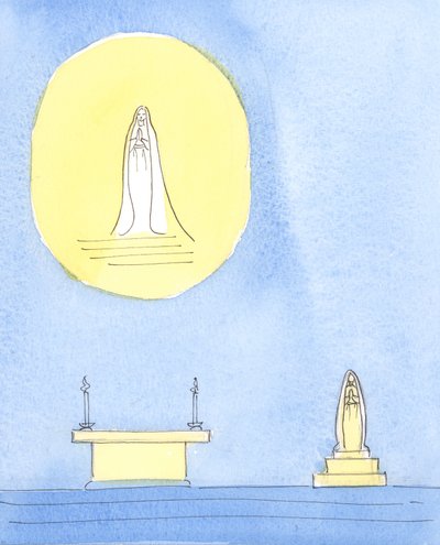 Kristi hellige mor Maria fortjente å bli hedret, 2004 (w/c på papir) av Elizabeth Wang