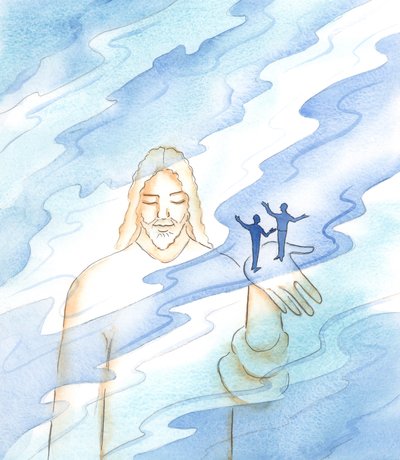 Gud holder i eksistensen alle ting, og alle mennesker, inkludert de som stiller spørsmål ved hans eksistens, 2003 (w/c på papir) av Elizabeth Wang