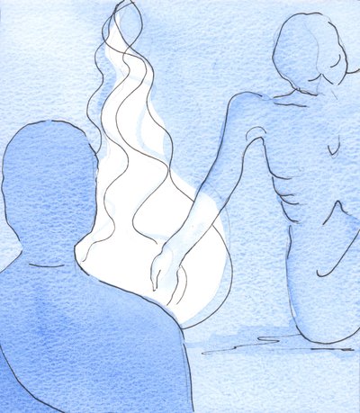 Gud viste meg hvordan den største flammen av nestekjærlighet brenner i hjertet til dem som ville bringe tro og håp til plagede og torturerte mennesker - så vel som fysisk hjelp og helbredelse, 2003 (w/c på papir) av Elizabeth Wang