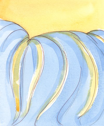 Gud Faderen utøser ekstra nådegaver, som en foss, når han hører bønnene til alle som påkaller ham i Jesu navn, hans elskede Sønn., 2004 (w/c på papir) av Elizabeth Wang