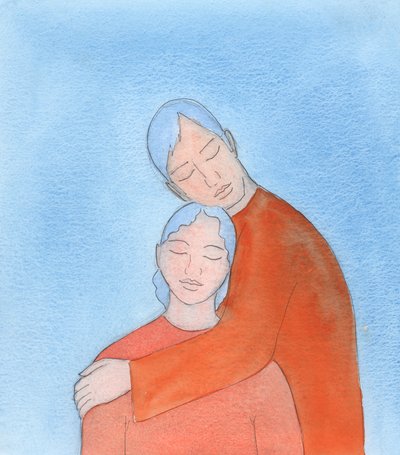 Gud, som elsker oss, er som den mest trofaste elskeren som blender sin elskede med sine gaver, men berører hennes hjerte dypest med sin søthet og milde omsorg, 2003 (w/c på papir) av Elizabeth Wang
