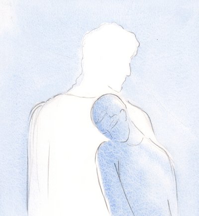 Jeg støttet meg på hans hjerte, i nattverden, og ventet på at hans vilje skulle bli tydeliggjort; det var ikke behov for tale, 2000 (w/c på papir) av Elizabeth Wang