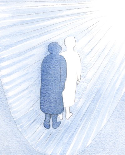 Jeg så at jeg ikke er en tigger, men hans datter; og at denne slitne kroppen bare skjuler herligheten innenfor, 2000 (w/c på papir) av Elizabeth Wang