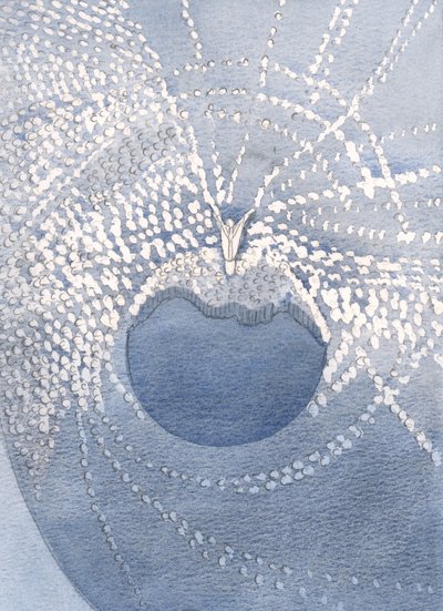 Jeg fikk et glimt av høyden og dybden av Guds herlighet. Himmel og jord er ett, i gledelig tilbedelse, gjennom Kristus, 2000 (w/c på papir) av Elizabeth Wang